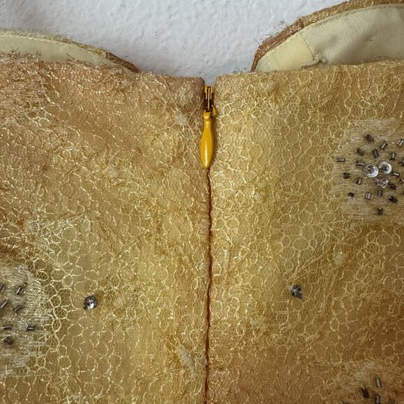 Vintage Rare 90s Exclusive Putros Couture Ball Gown 8 Gold Yellow Sequins Tulle - Picture 8 of 12